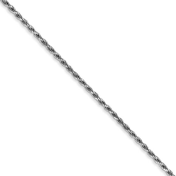 1.3mm, 10k White Gold Diamond Cut Solid Rope Chain Necklace, 22 Inch - Picture 1 of 8